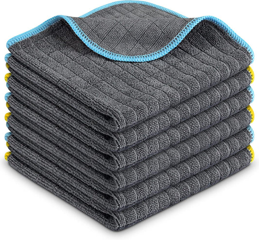 Airlab Microfiber Cleaning Cloth for Household Dust Rags for Cleaning All-Purpose Towels Streak Free Kitchen Dishes Reusable Pack of 6, 12" x 12"