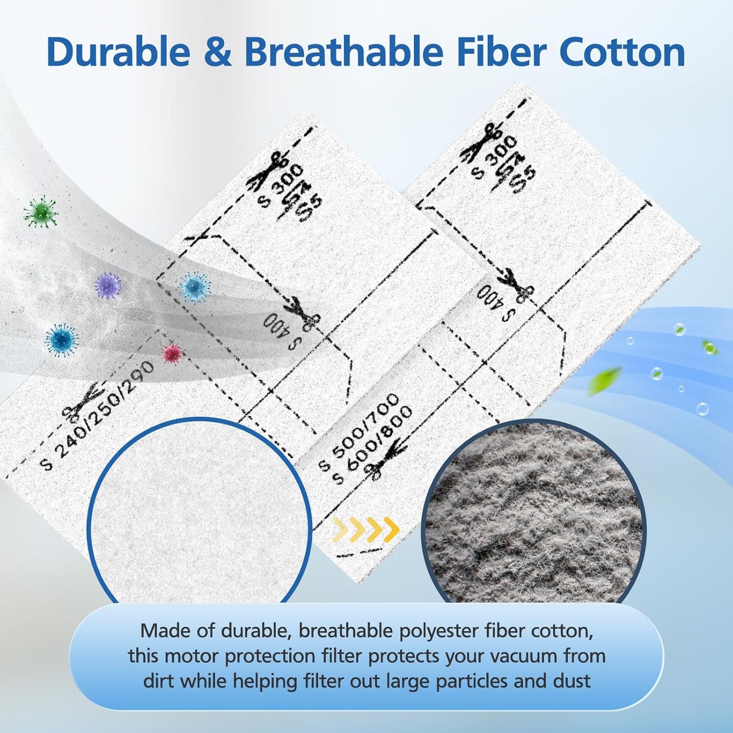 8 Pack AirClean Filters & Motor Protection Filters Compatible with Miele Classic C1, Compact C1/C2, Complete C1/C2/C3, and S Series S241,S227,S240,S270,S290,S300i,S400,S500,S700,S2,S4,S5,S6,S8 Vacuums