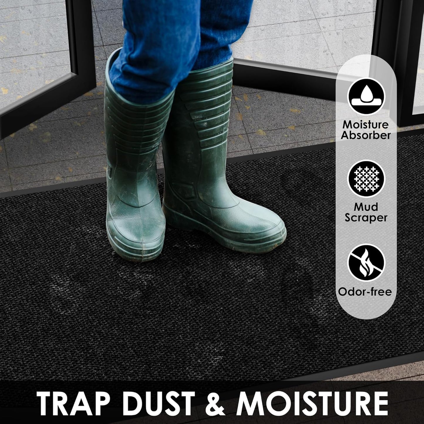 3′ x 38′ Front Door Mat Indoor Outdoor Entrance, Commercial Floor Mat Heavy Duty Dirt Trapper Entryway Doormat, Custom Size Non Slip Rubber Backing Welcome mat, Door Mat for High Traffic Area