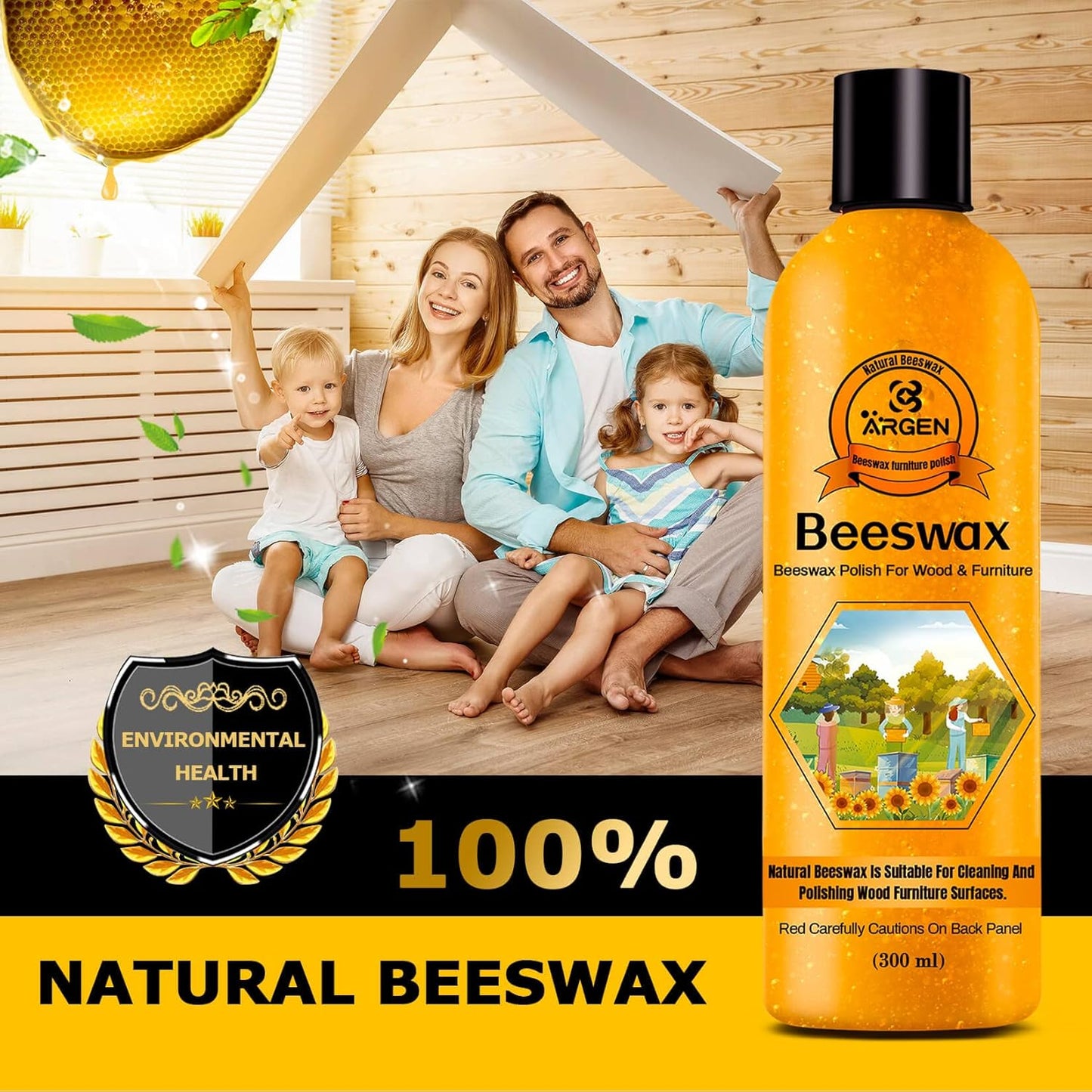 CARGEN Beeswax Furniture Wood Polish - Wood Seasoning Beeswax Oil for Wood Natural Wood Polish and Conditioner Restore A Finish 300ML.