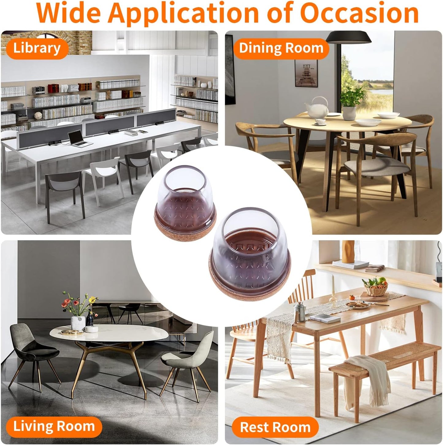 Ezprotekt 24 Pcs Clear Chair Leg Floor Protectors for Hardwood Floors, Floor Protectors for Chairs, Felt Furniture Pads Covers, Chair Leg Socks Bar Stool Leg Floor Protectors Caps (M Fit: 0.87"-1")