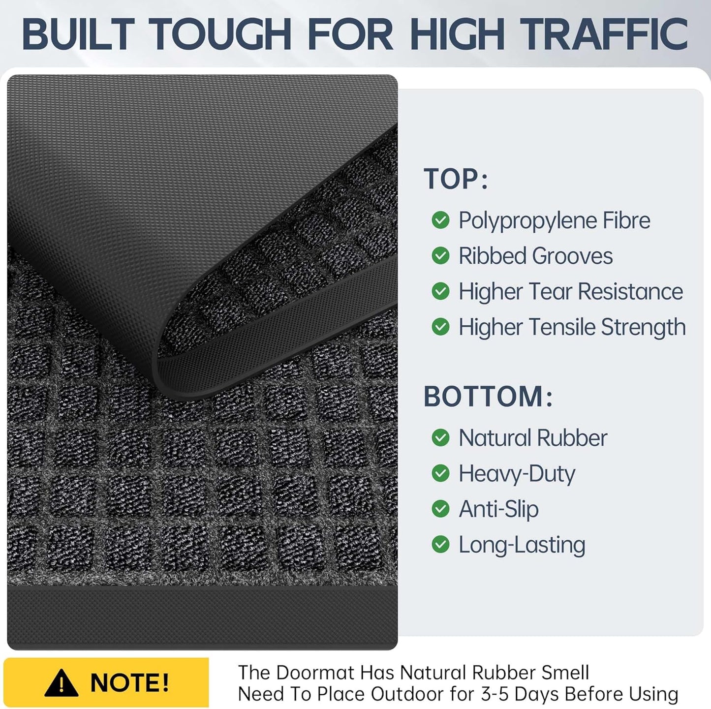 Amyracel Outdoor Indoor Door Mat for Entryway, 24"x72" All Season Weather Outside Door Mat, Low Pile Heavy Duty Rubber Backing Doormat, Stain and Fade Resistant, Inside Door Mats for Home Entry Floor