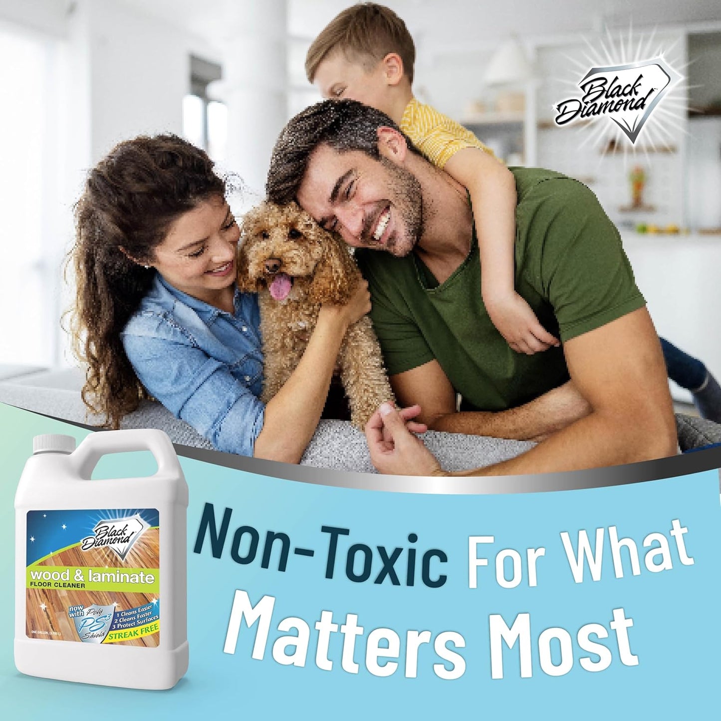 Black Diamond Stoneworks Wood & Laminate Floor Cleaner- Ready to Use Non-Toxic No-Rinse Formula - Safe for Vinyl, Wood, and Engineered Floors (128 Fl Oz)