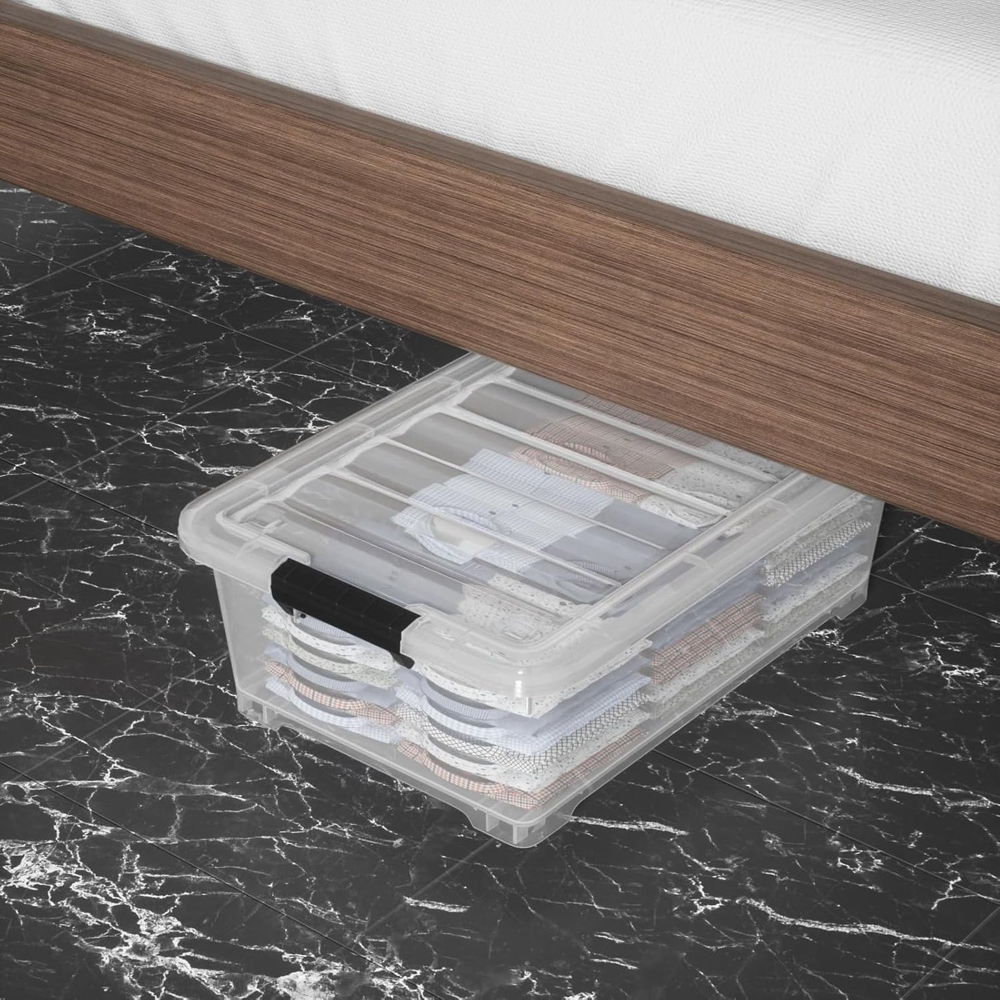 20 Quart Clear Plastic Under Bed Storage Bin, 4-Pack Plastic Storage Box with Wheels Under the Bed