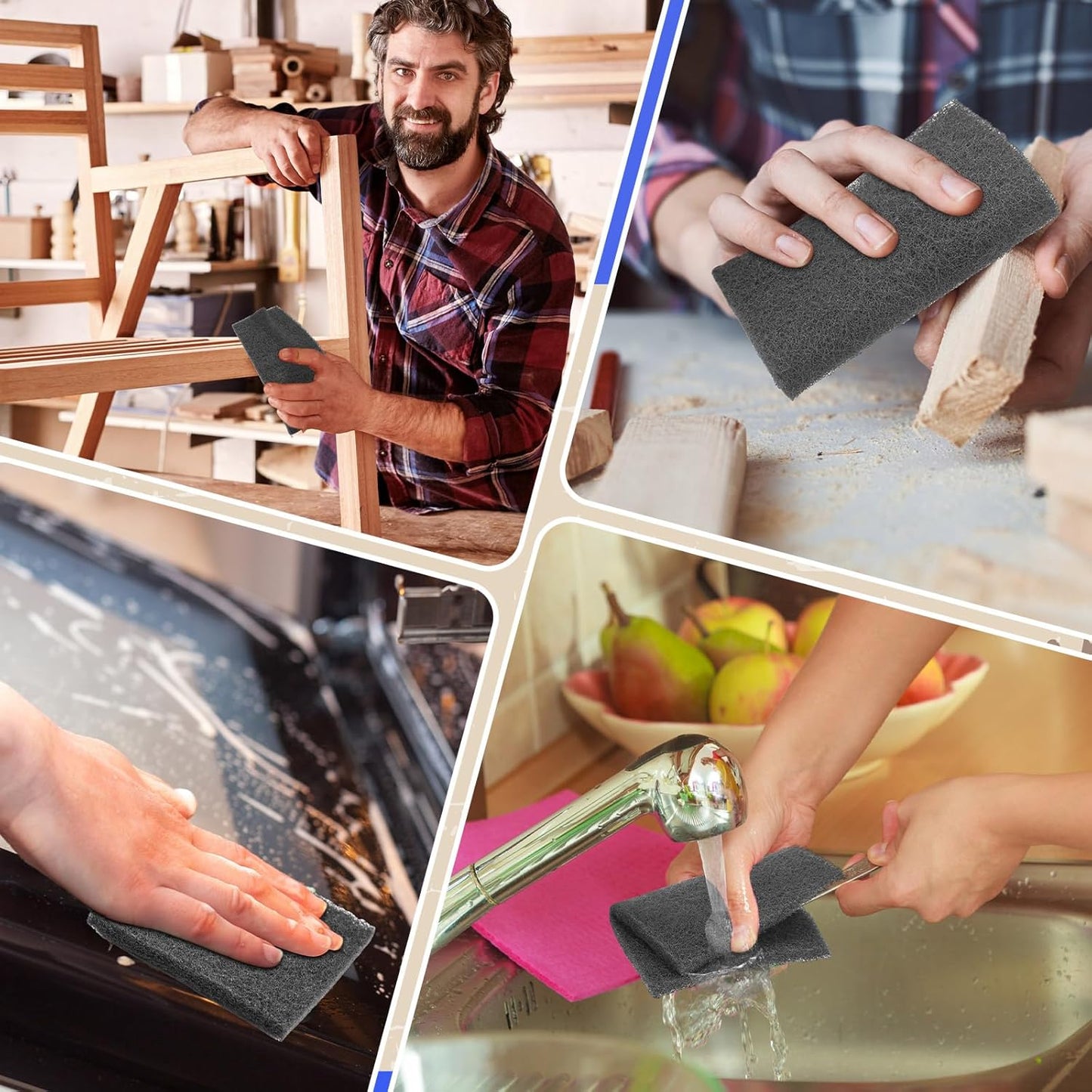 50 Pcs 7447 Fine General Purpose Scuff Pads 6 X 9 Inch Abrasive Hand Sanding Non-Woven Aluminum Oxide Abrasive Pads Set for Surface Preparation Scuffing Scouring Blending Cleaning (Gray)