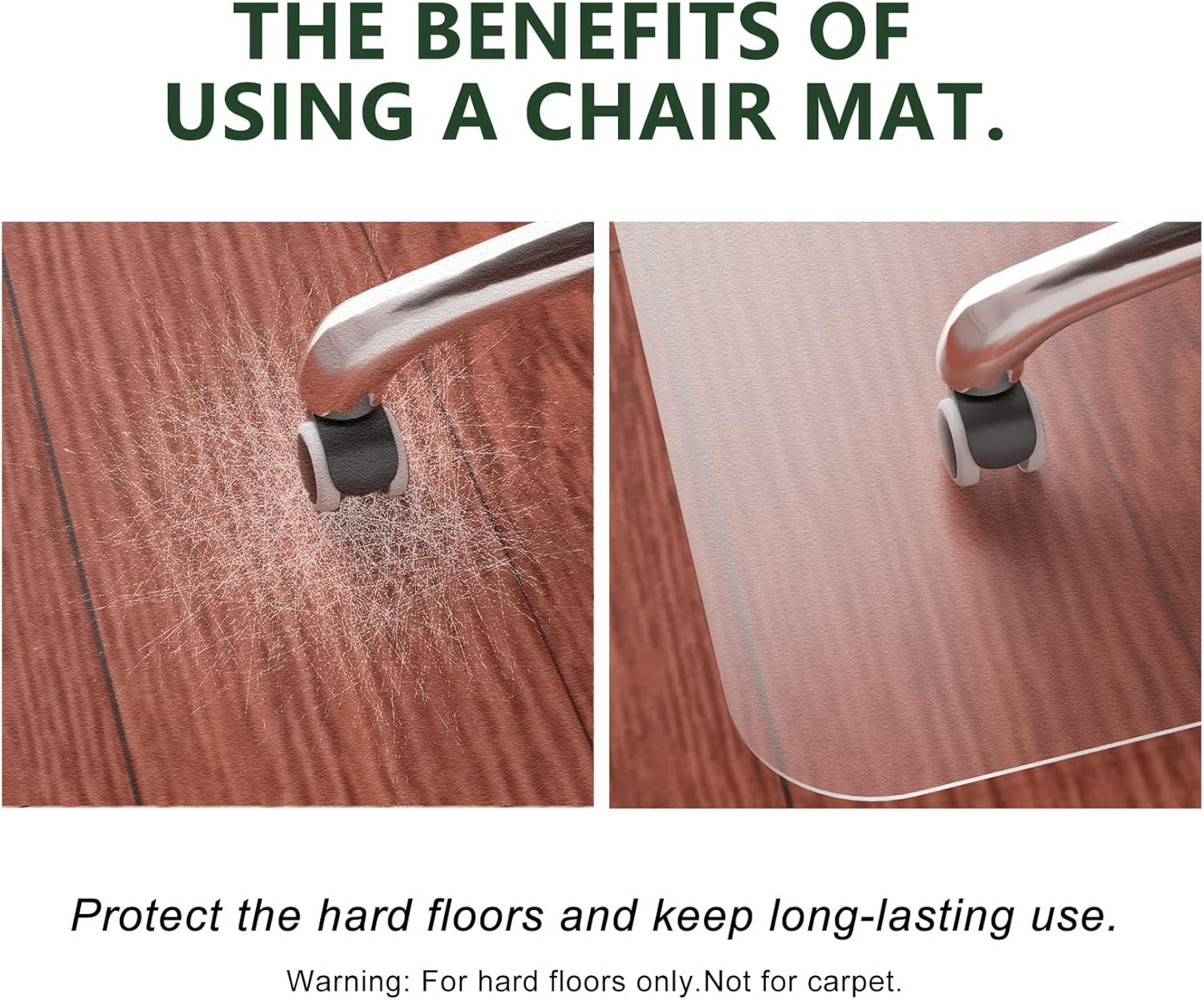 FuturHydro Chair Mat for Hardwood Floor, 30" x 48" Clear Anti-Slip Computer Desk Chair Floor Mat, Easy Glide, Transparent Mats for Office, Home and Gaming Floors (with Lip)