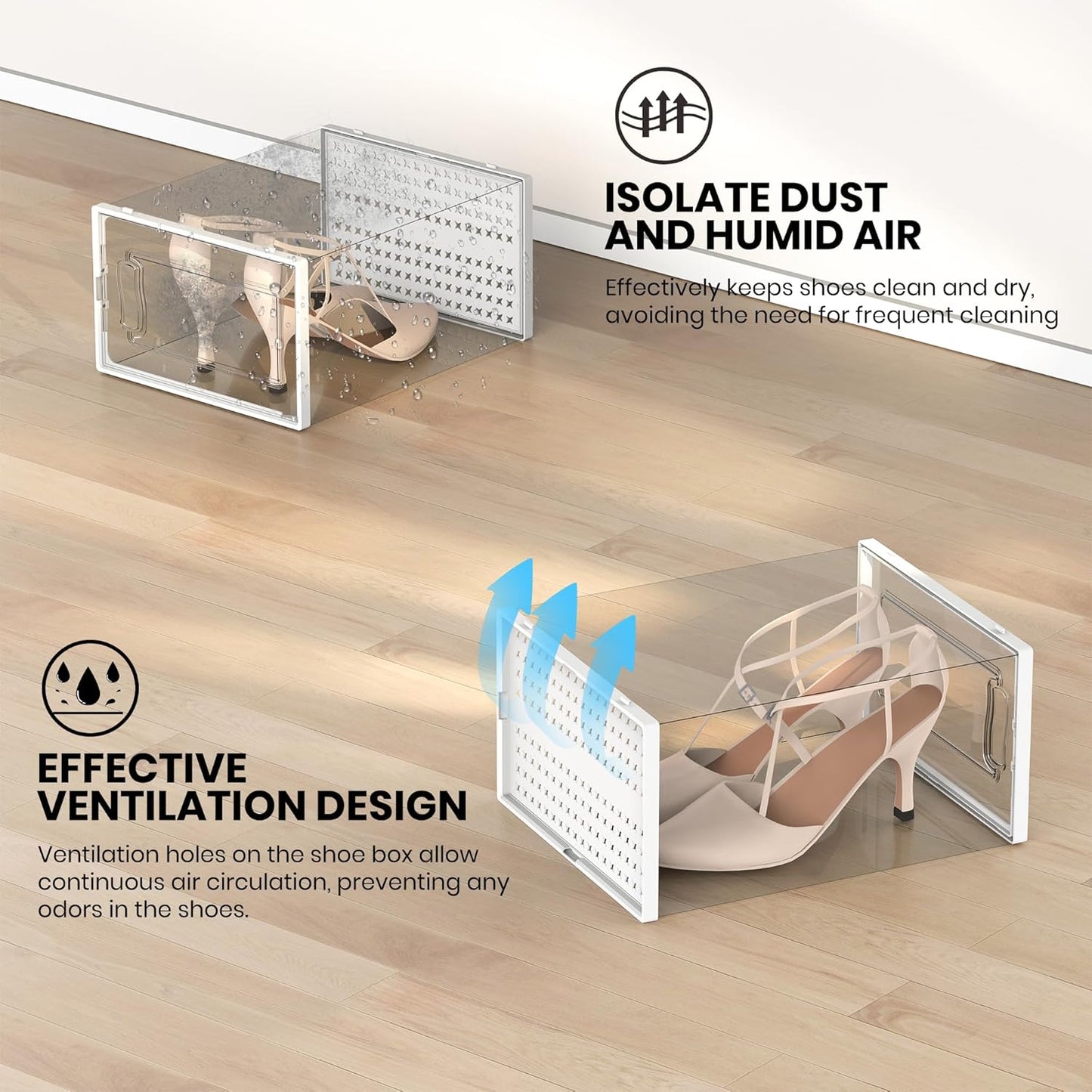 12 Pack XXX-Large Modular Clear Plastic Stackable Shoe Storage Organizer for Closet, Space Saving Versatile Sneaker Shoe Rack Containers Bins Holders, Portable Closet Organizers and Storage, White