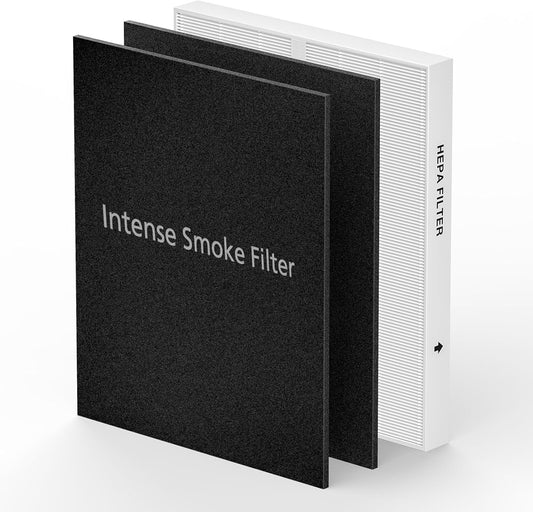 AP-1512HH & 200M Intense Smoke Filter Set for Coway Airmega AP-1512HH and Airmega 200M Air Purifi-ers, 2 Intense Smoke Deodorization Filters and 1 HEPA Filter, 3 Pack, Black