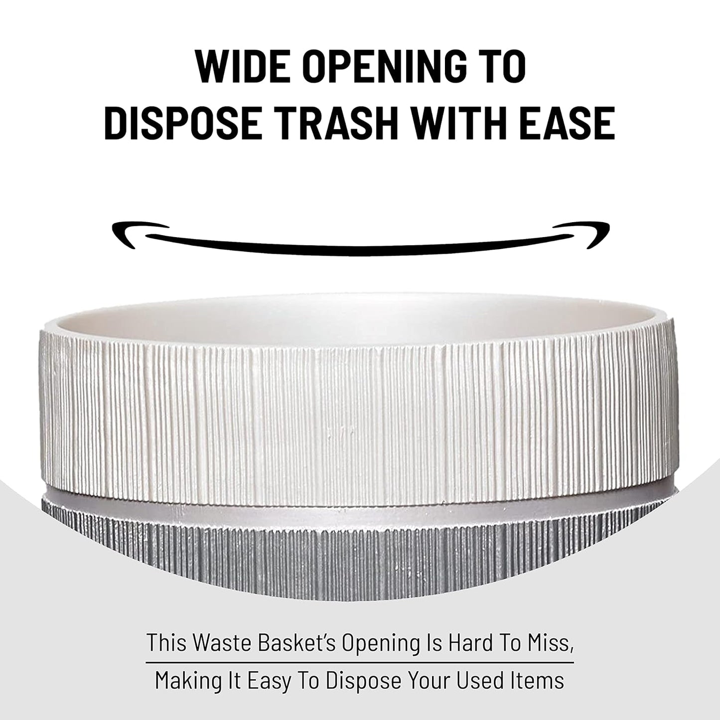 Zahari Home Decorative Trash Can for Bathroom, Office & Bedroom - 2.1 Gallons Stylish & Small Trash Can for Dorms, Desktop & Restroom - Chic Waste Basket for Compact Spaces, Modern Line, Grey