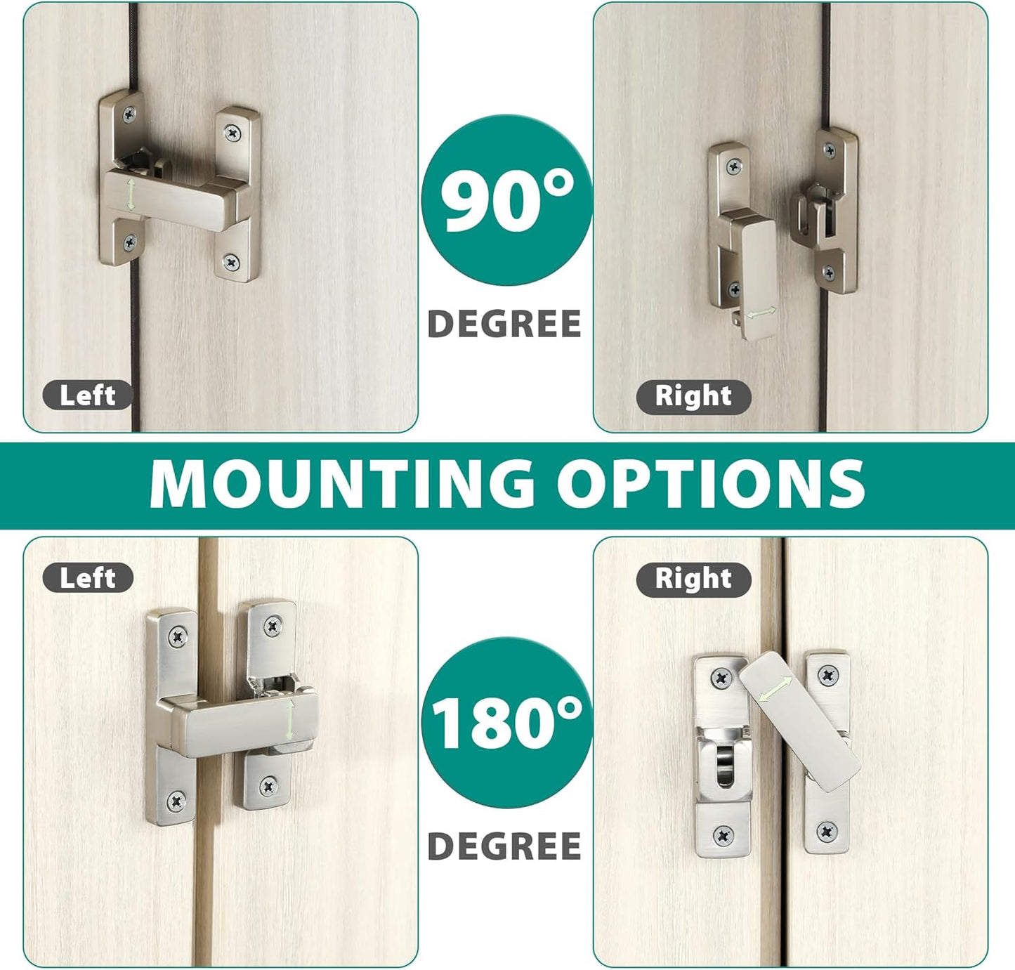 90/180 Degree Flip Latch Gate Latch, Heavy Duty Black Safety Door Lock Enhanced Security Flip Latch Lock Hardware for Interior Door Front Door Barn Garden Fence Window Bathroom Cabinet