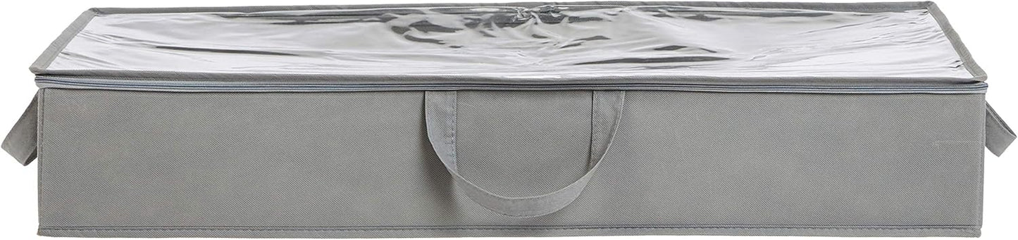 Amazon Basics Under Bed Fabric Zipper Storage Container Bags with Window and Handles, 2-Pack, 30.2 x 20 x 5.7 inches, Gray