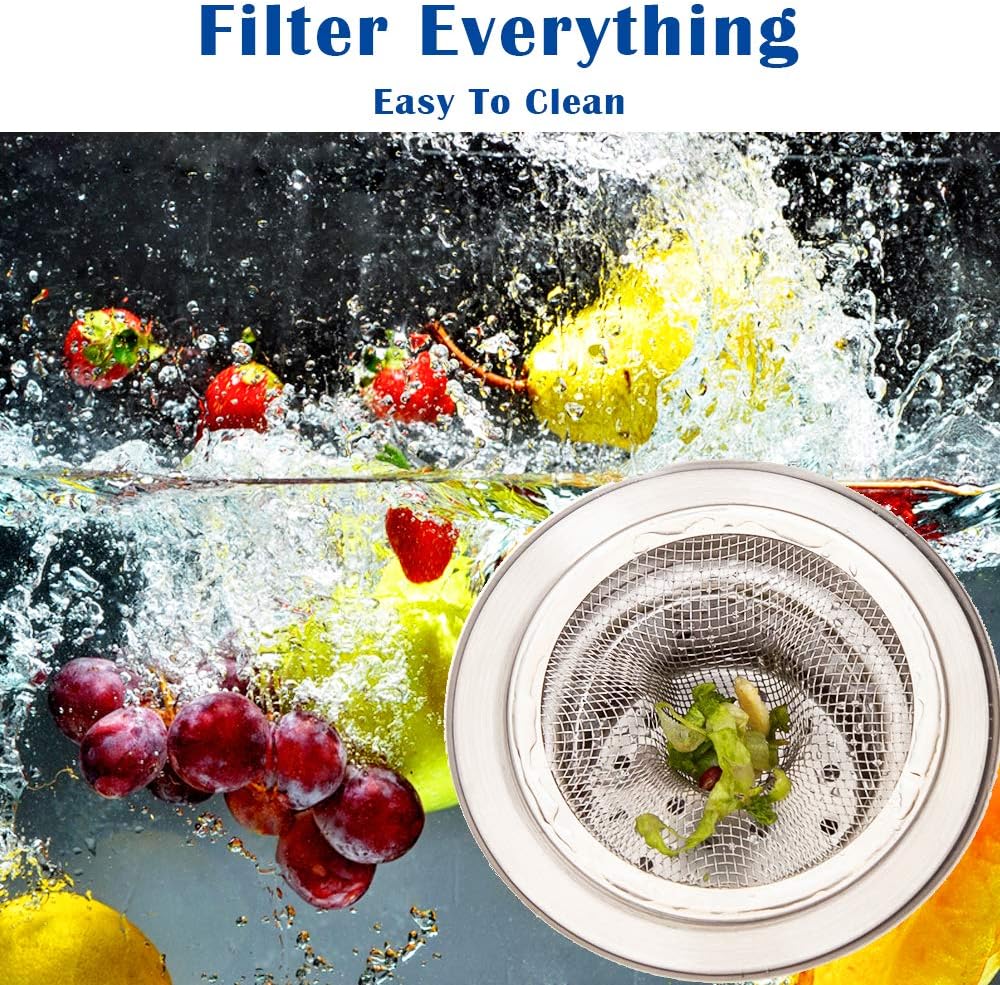 2 Pcs Heavy Duty Stainless Steel Slop Basket Filter Trap, 4.41" Top / 2.44" Mesh Metal Sink Strainer, Perfect for Kitchen Sink/Bathroom Bathtub RV Wash Basin Floor Drain Balcony Drain Hole