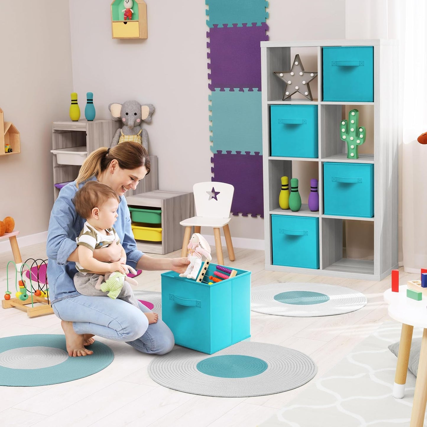 Sorbus Fabric Storage Cubes - 8 Foldable Storage Bins for Organizing Pantry, Cubbies, Toy Box - Clothes Storage & Closet Organizer - 11 Inch Collapsible Cube Baskets for Shelves with Handle