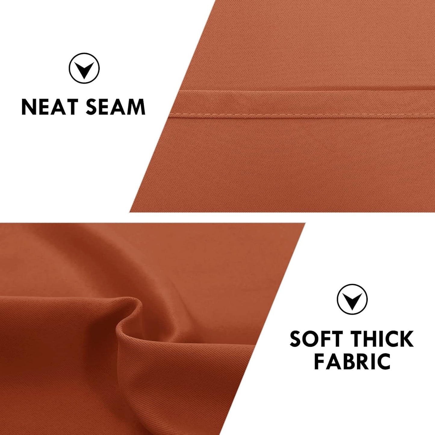 DWCN Blackout Curtains Thermal Insulated, Energy Saving & Noise Reducing Bedroom and Living Room Curtains, Burnt Ochre, W 52x L 45 Inch, Set of 2 Rod Pocket Curtain Panels