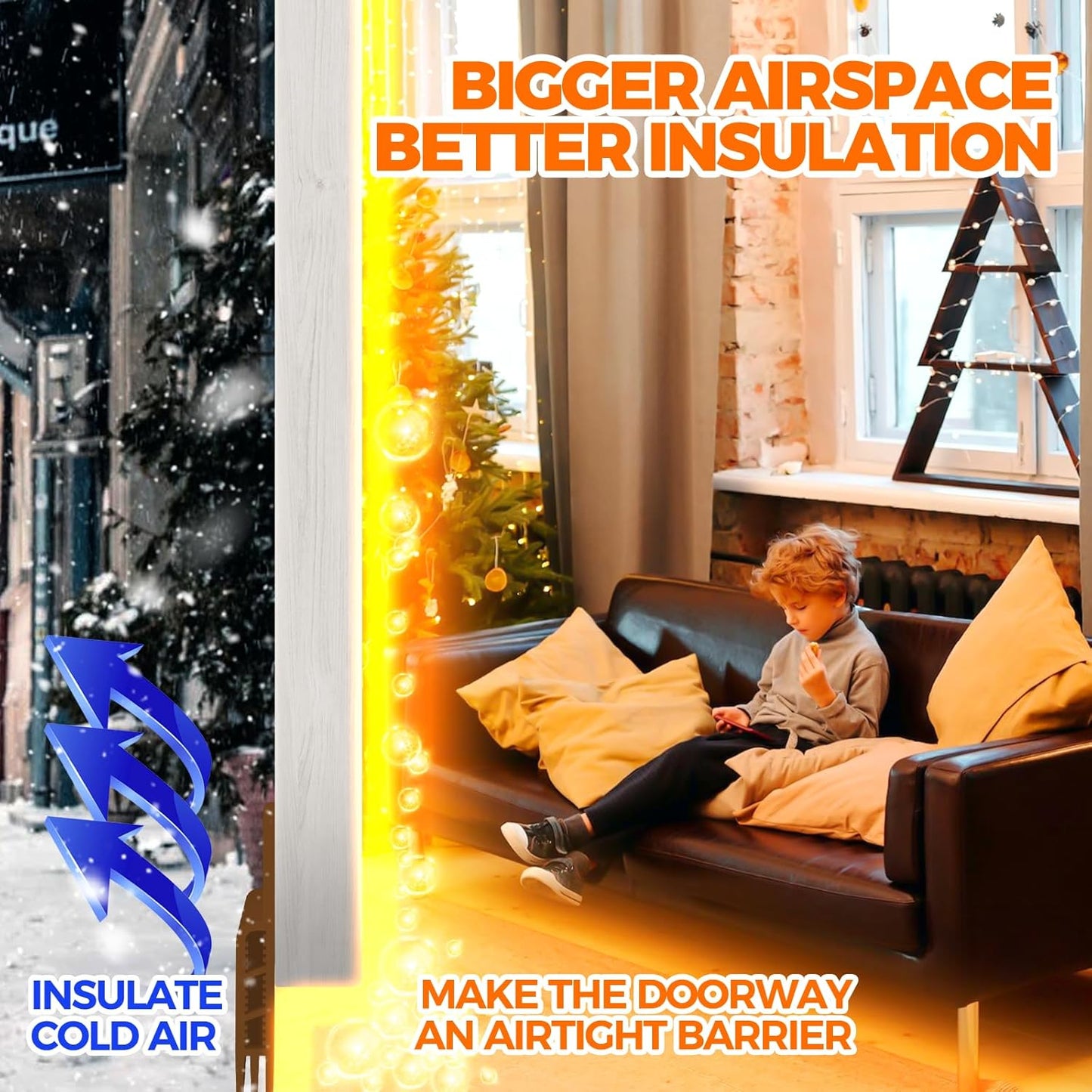 Holikme Door Draft Stopper Under Door Draft Blocker Insulator Doors Sweep Weather Stripping Noise Stopper Strong Adhesive, Brown