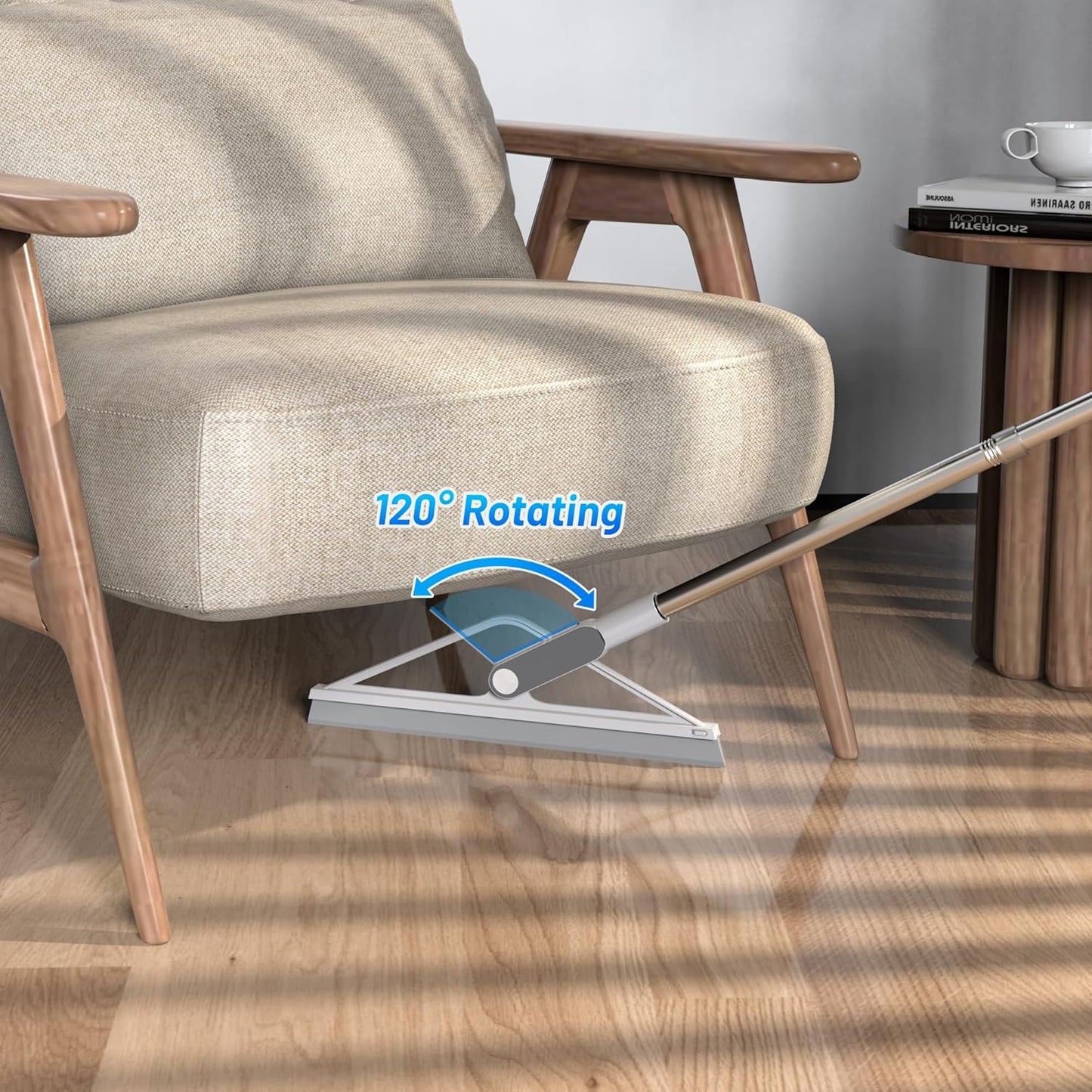 KOLLIEE Floor Squeegee Rubber Squeegee Broom Floor 61" Handle Adjustable Window Squeegee for Tile Floor Pool Deck Bathroom Window Floor Wiper