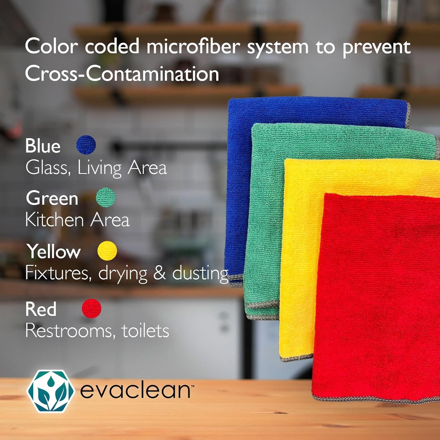 EvaClean Premium Microfiber Cleaning Cloth 16"x16" - Reusable, Washable, Non-Scratch, Microfiber Towels for Cleaning, Dusting, Polishing, High Absorbency & Durability, Blue, 12-Pack