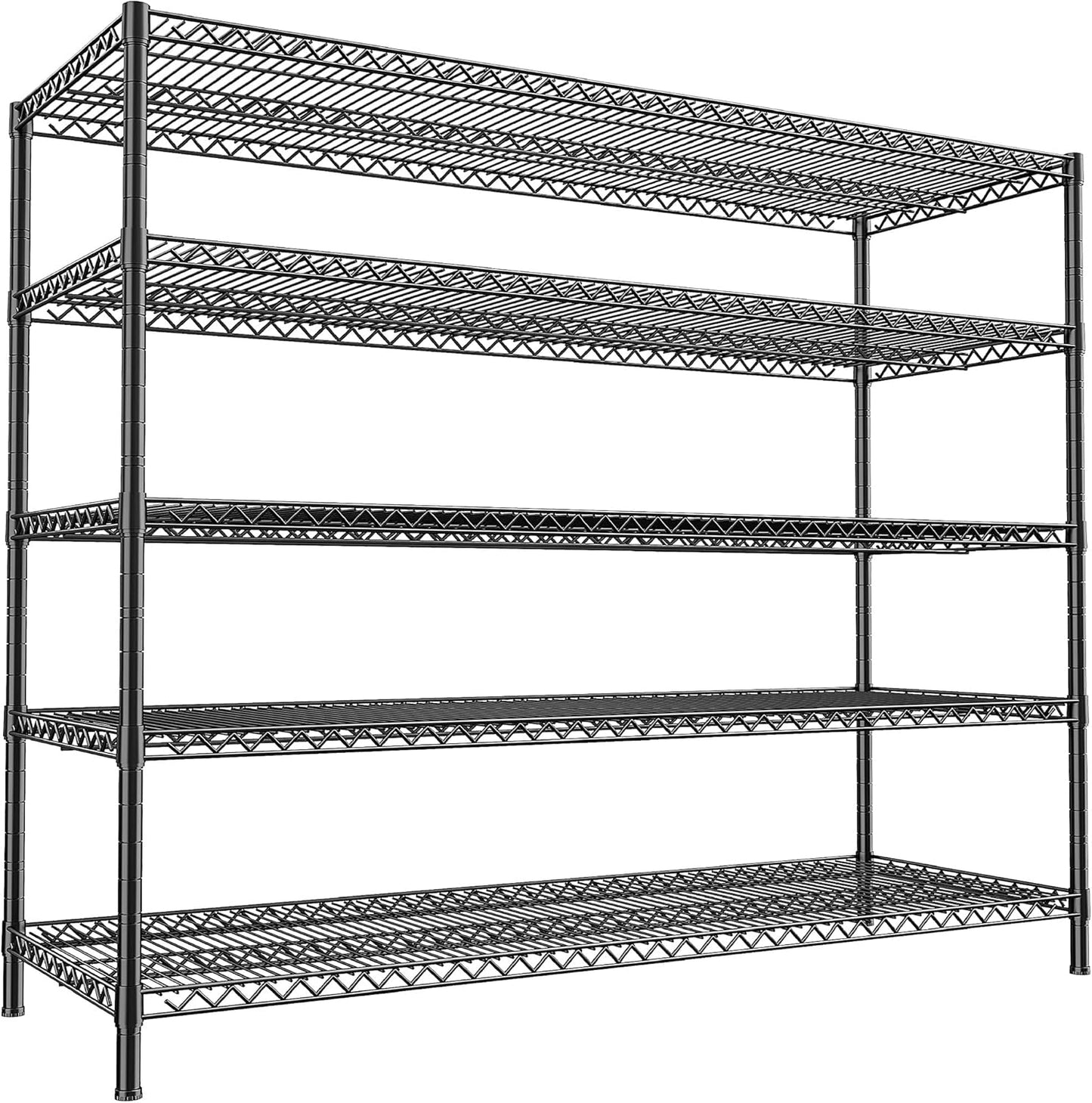 REIBII 55.5" W Storage Shelves 3200LBS Metal Shelving 5 Tier Wire Shelving Unit Garage Shelving Heavy Duty Metal Shelves for Storage Rack Commercial Adjustable Pantry Shelf, 55.5" W X 18''D X 71" H