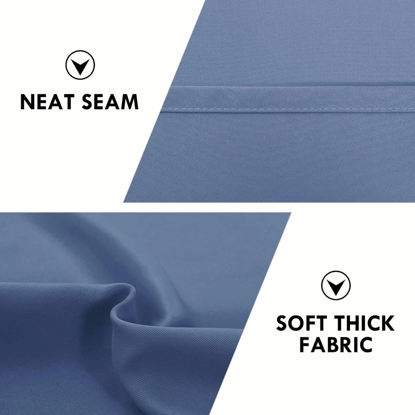 DWCN Blackout Curtains for Living Room Thermal Insulated, Energy Saving & Noise Reducing Bedroom Curtains, Dusty Blue, W 70x L 84 Inch, Set of 2 Rod Pocket Curtain Panels