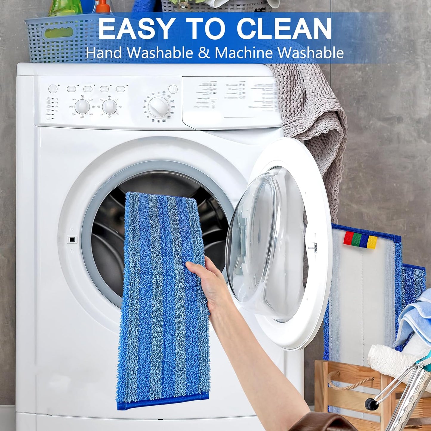 Replacement Microfiber Mop Pad – Universal 17-18" Heavy Duty Reusable Refill – Thick Commercial Cleaning Pad for Wet & Dry Use (15 Pack - 18in Flat Mop Head (Trapezoid))