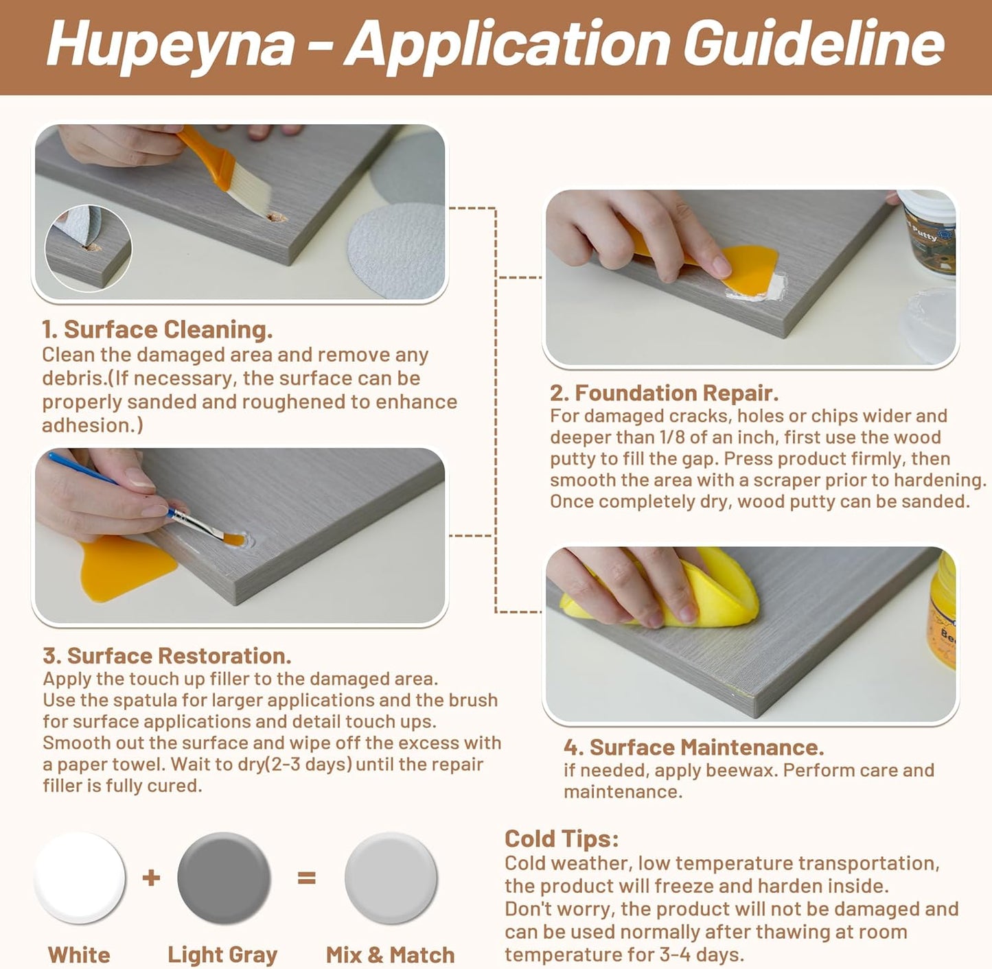 Wood Repair Kit, Wood Furniture Repair Kit, Wood Filler, Wood Putty and Beeswax- Repair Stains, Scratch, Cracks, Hole, Discoloration for Wooden Door, Table, Cabinet, Bed, Floor (Tech Gray Series)