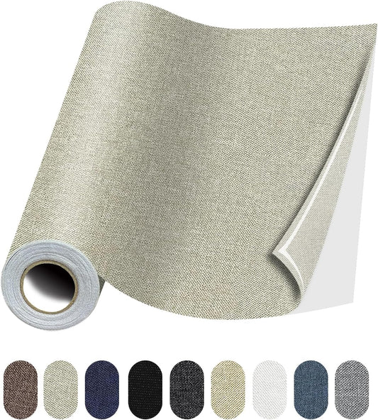 Fabric Repair Patches, Linen Repair Tape Self-Adhesive Fabric Patches Durable, DIY Large Linen Tape for Sofa, Couches, Furniture, Chair, Clothing （3.5X79 Inch, Beige）