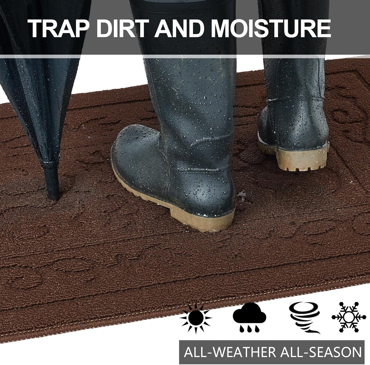 FONEYI Indoor Door Mat 36" x 59", Dirt Trapper Door Mats Non-Slip Entryway Rugs Washable, Absorbent Resist Dirt Welcome Mat, Low Profile Inside Floor Mats for Front Back Door and Entryway, Coffee