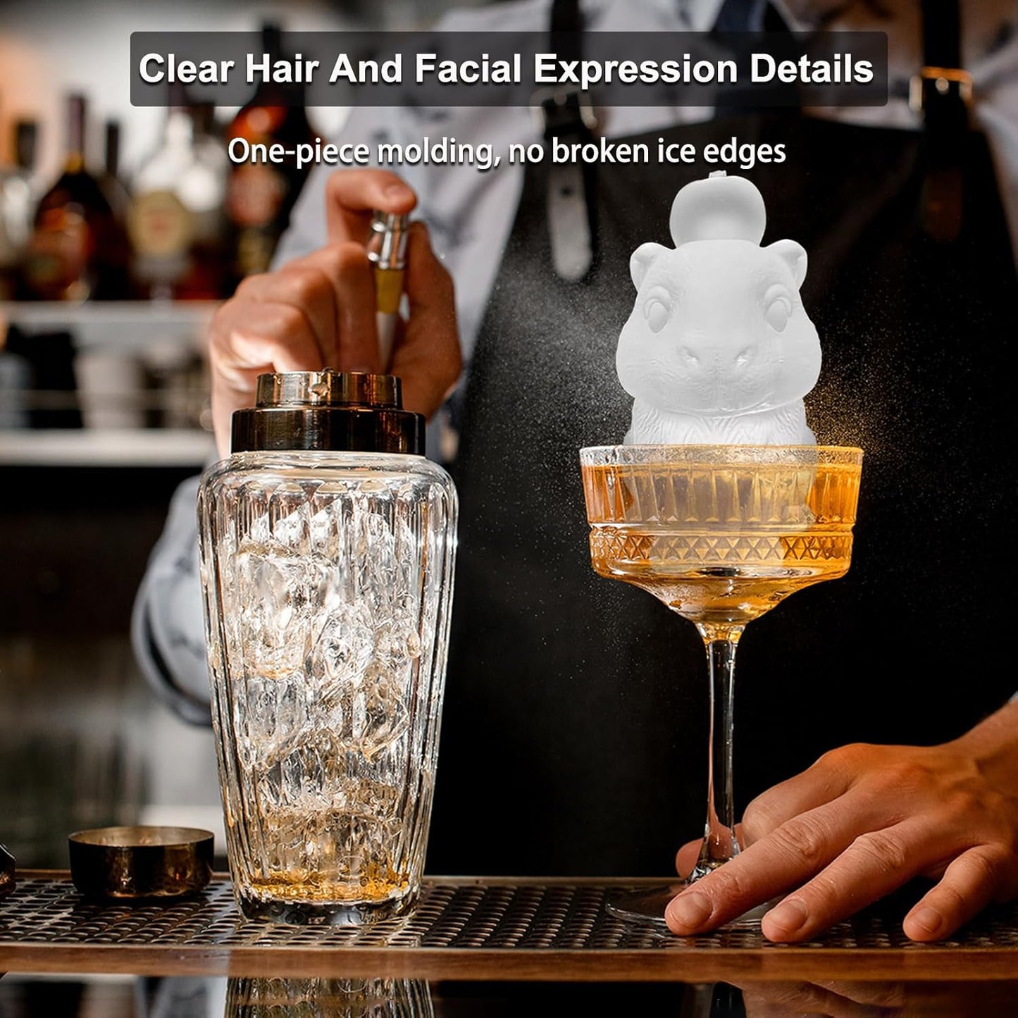 3D Capybara Ice Cube Silicone Molds Tray for Whiskey, Cocktail, Drink Decor, Bar; Rich Details. Cute Gifts for Women Kids Girls Boys, Fun Animal Shape Soap Epoxy Resign Mold; 2 Pack