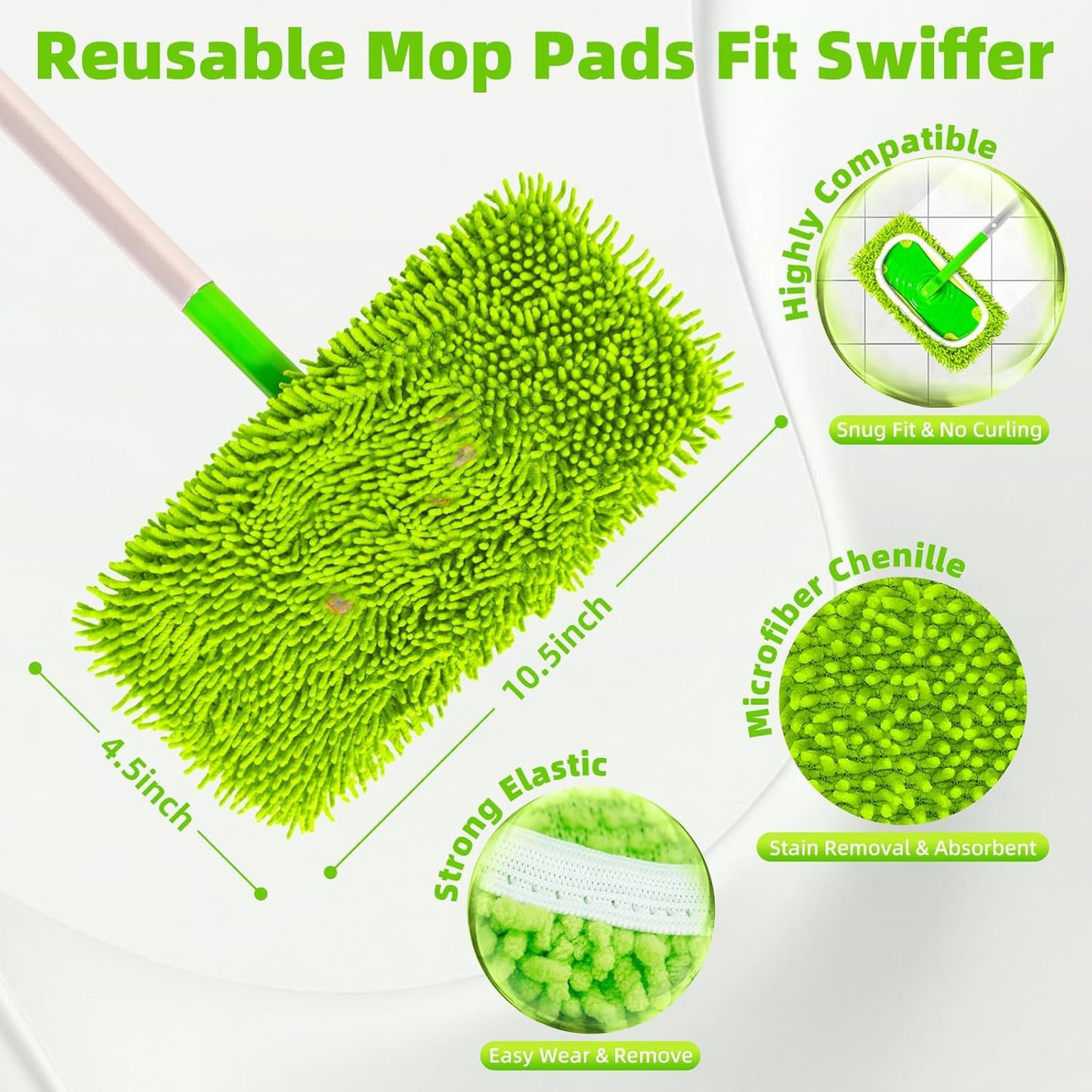Reusable Dry Sweeping Cloths Microfiber Wet Pads Refill Compatible with Swiffer Sweeper Mop Replacement Sweeping Mopping Pad Refills for Use on All Sealed Floors - Stone, Hardwood, Laminate & Tile