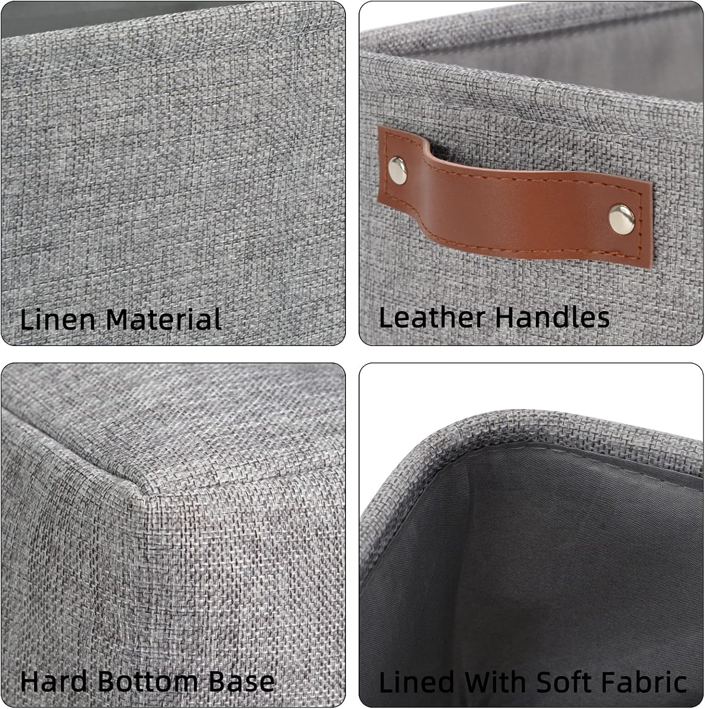 DULLEMELO Small Collapsible Fabric Basket for Organizing, Shelves, Closets, Laundry, Nursery, Decorative Gift Basket (Gray)