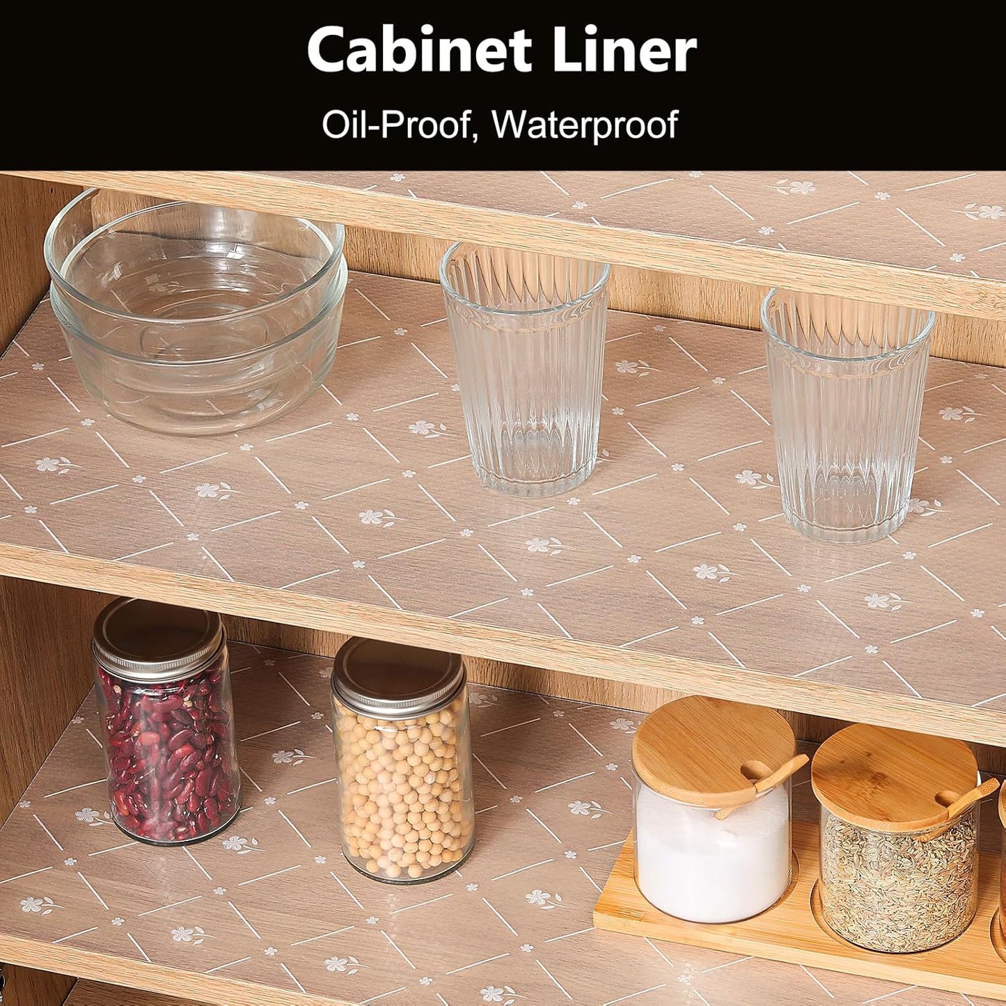 INNOLITES Shelf Liners for Kitchen Cabinets, Non Adhesive Drawer Cabinet Liner, Waterproof Oil-Proof Non-Slip Shelf Liner for Kitchen Pantry Refrigerator 17.7" x 197"