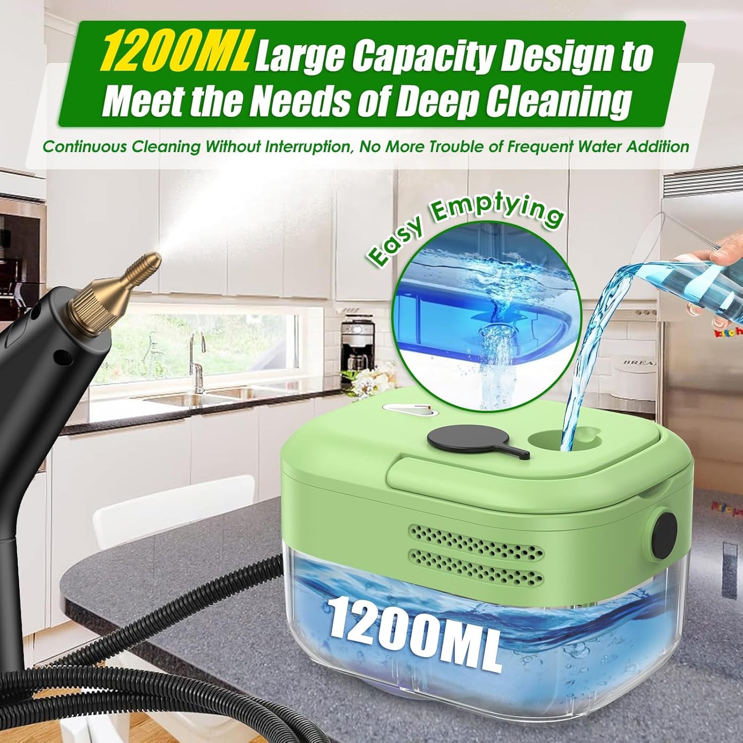 8-in-1 Handheld Steam Cleaner, 2200W High Pressure Steam Cleaner, 1.2L Portable Car Steam Cleaner for Home Kitchen, Bathroom, floor and Car Cleaning, 10s Fast Heating High Pressure Steam Cleaning