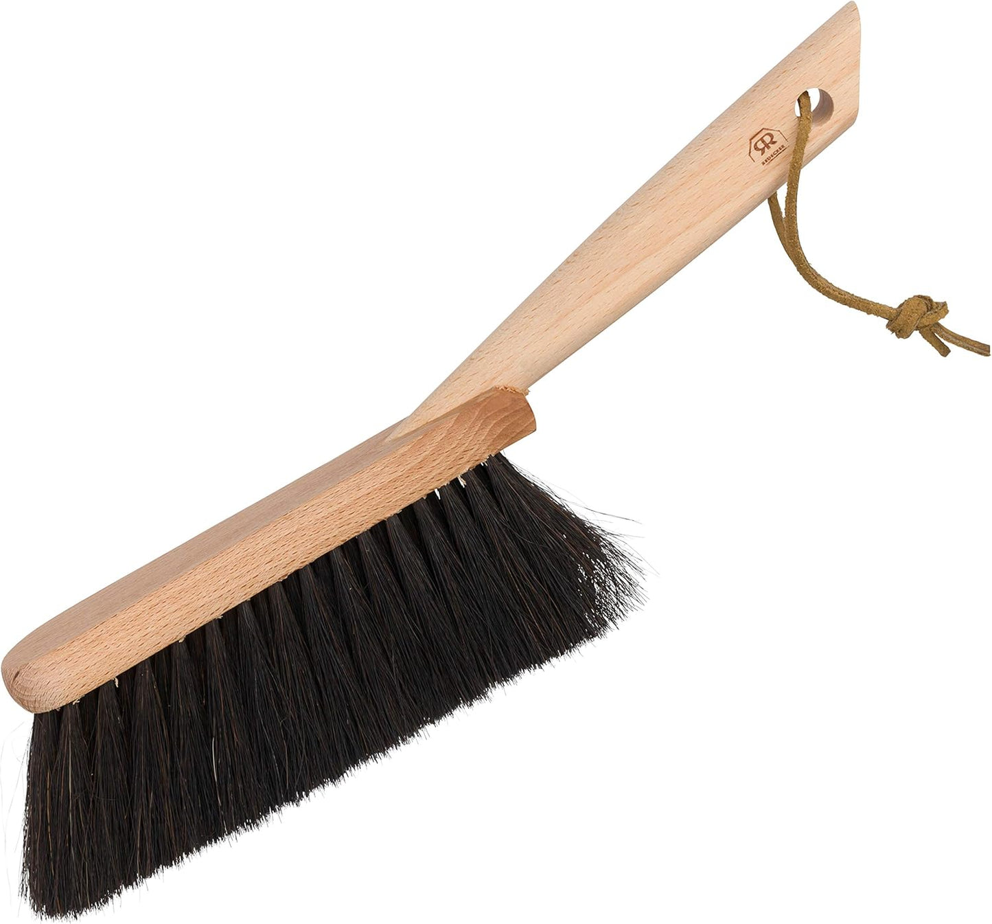 REDECKER Horsehair Fiber Hand Brush and Dust Pan Set, Heavy Duty Broom and Dustpan Combo for Home and Outdoor, Oiled Beechwood Handles, Stainless Steel Dust Pan, Made in Germany, 14-1/8-Inches