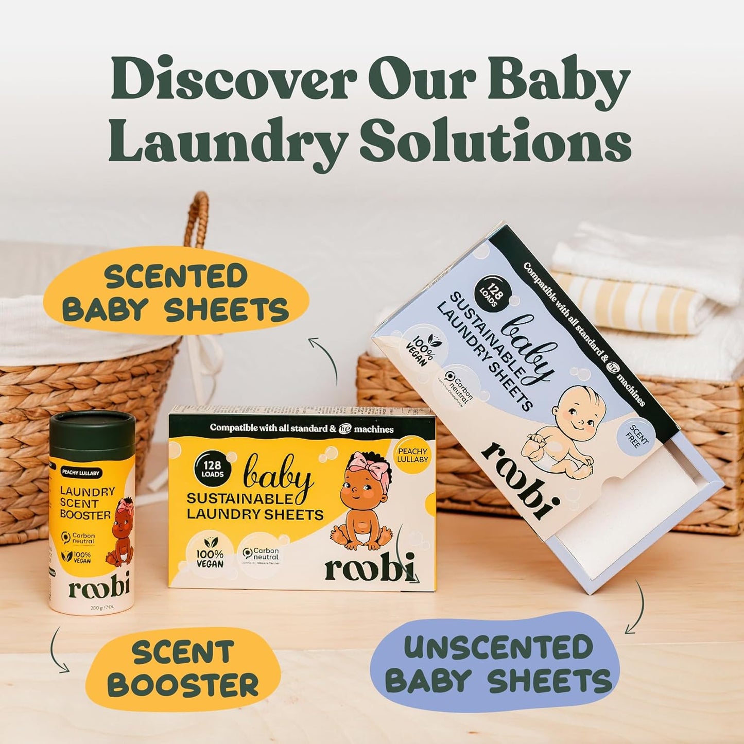 Roobi Sustainable Laundry Scent Booster Beads. Linen Breeze Fragrance Laundry Beads. 500 gr Bulk Booster Pack. Carbon Neutral, 100% Vegan.