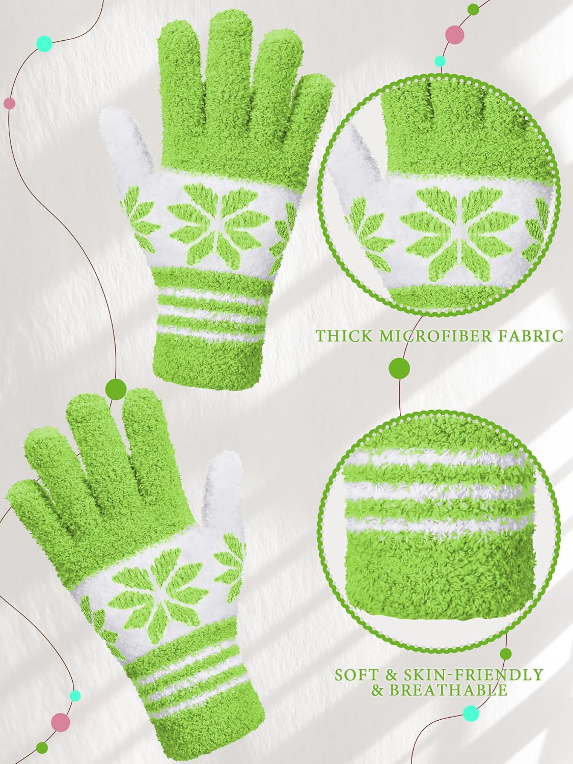 Patelai 3 Pairs Microfiber Plant Dusting Gloves Leaf Cleaning Gloves for Indoor Plants, Blinds, Furniture, House(Small,Snowflake Yellow, Pink, Blue, White)