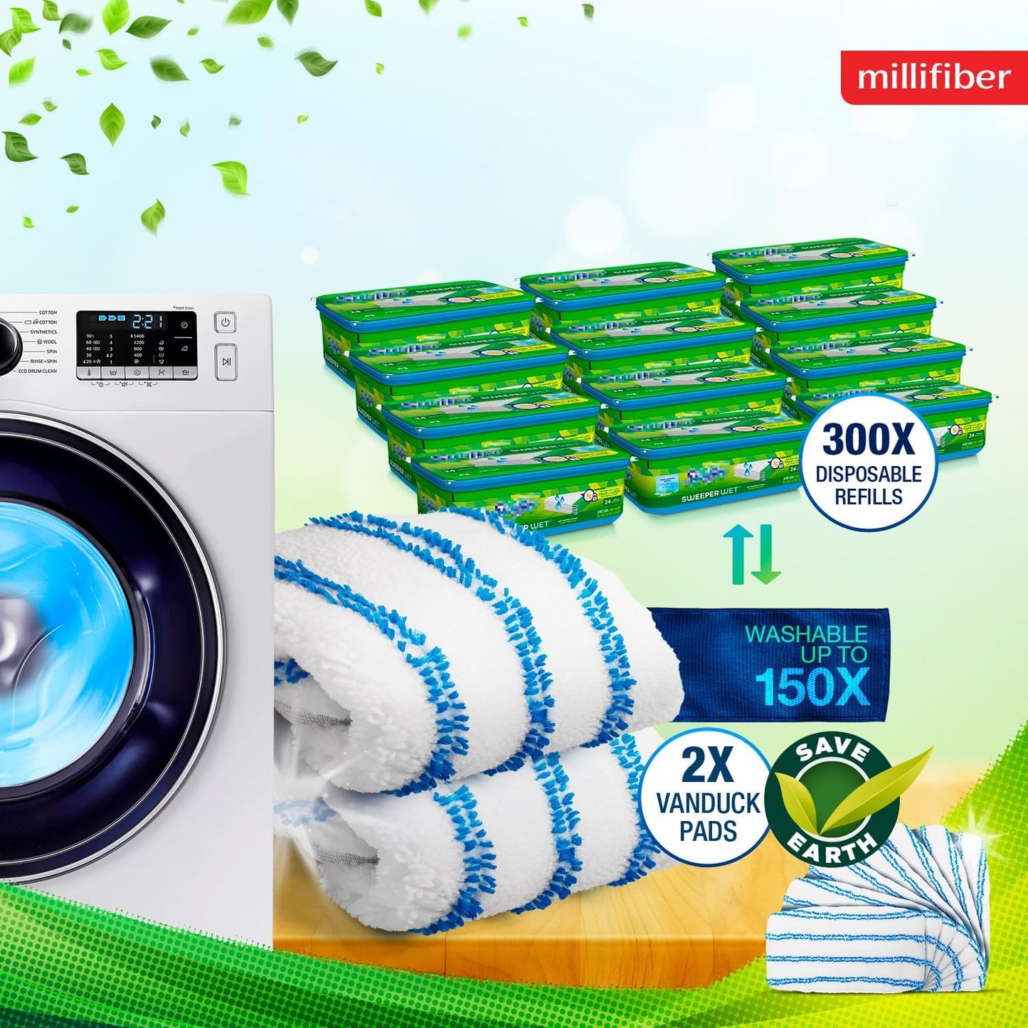 Microfiber Reusable Mop Pads Compatible with Swiffer Sweeper (4-Pack) Washable Mop Pads for Wet & Dry Use (Handle is Not Included)