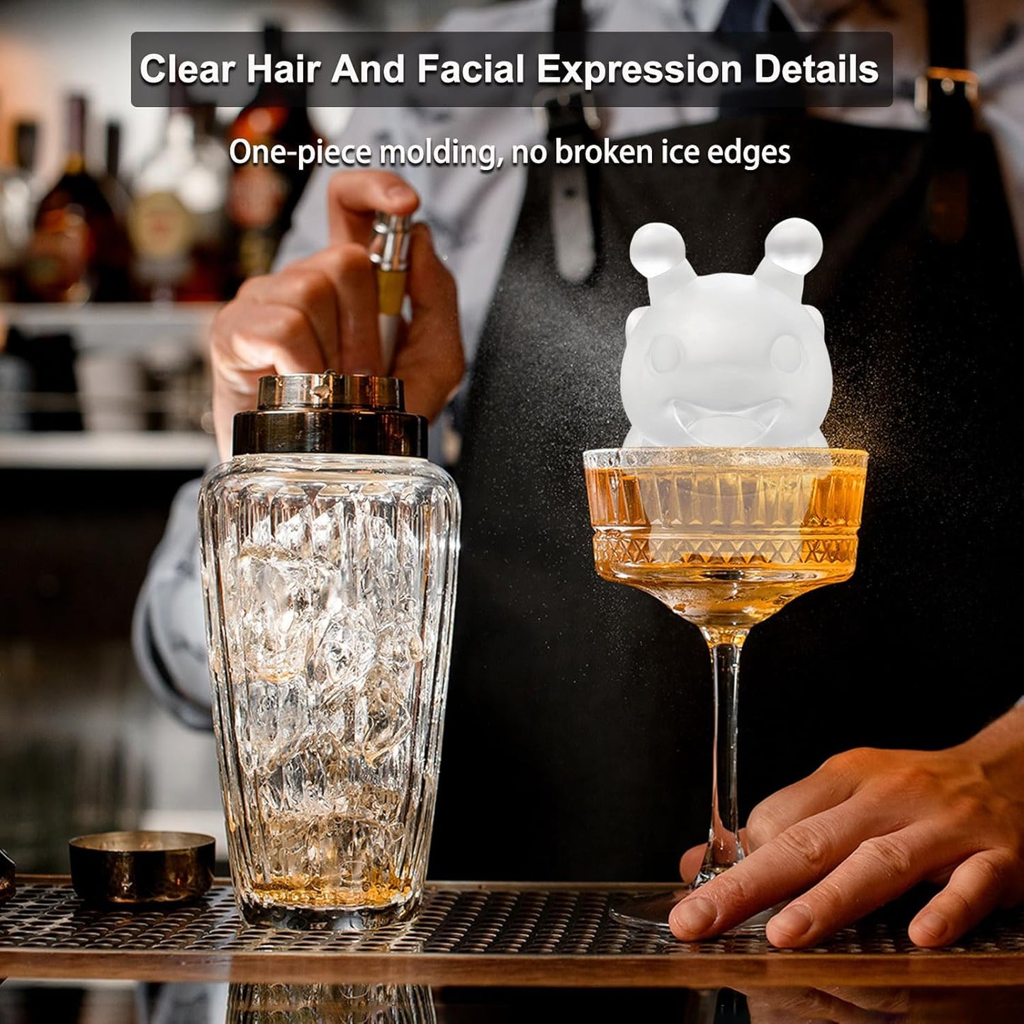 3D Bee Ice Cube Silicone Molds Tray for Whiskey, Cocktail, Drink Decor, Bar; Rich Details. Cute Bees Gifts for Women Kids Girls Boys, Fun Animal Insect Shape Soap Epoxy Resign Mold; 2 Pack