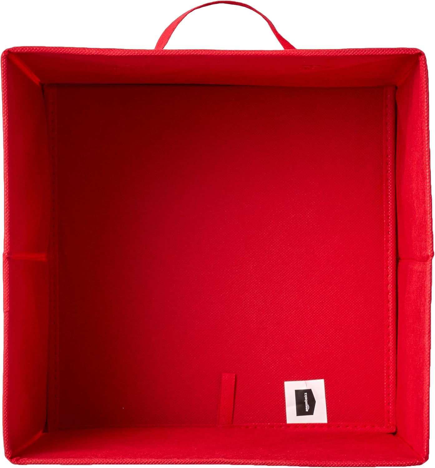 Amazon Basics Cube Organizer Storage Bins Handles, Collapsible Fabric, Pack of 30, 10.5"x10.5"x11", Red