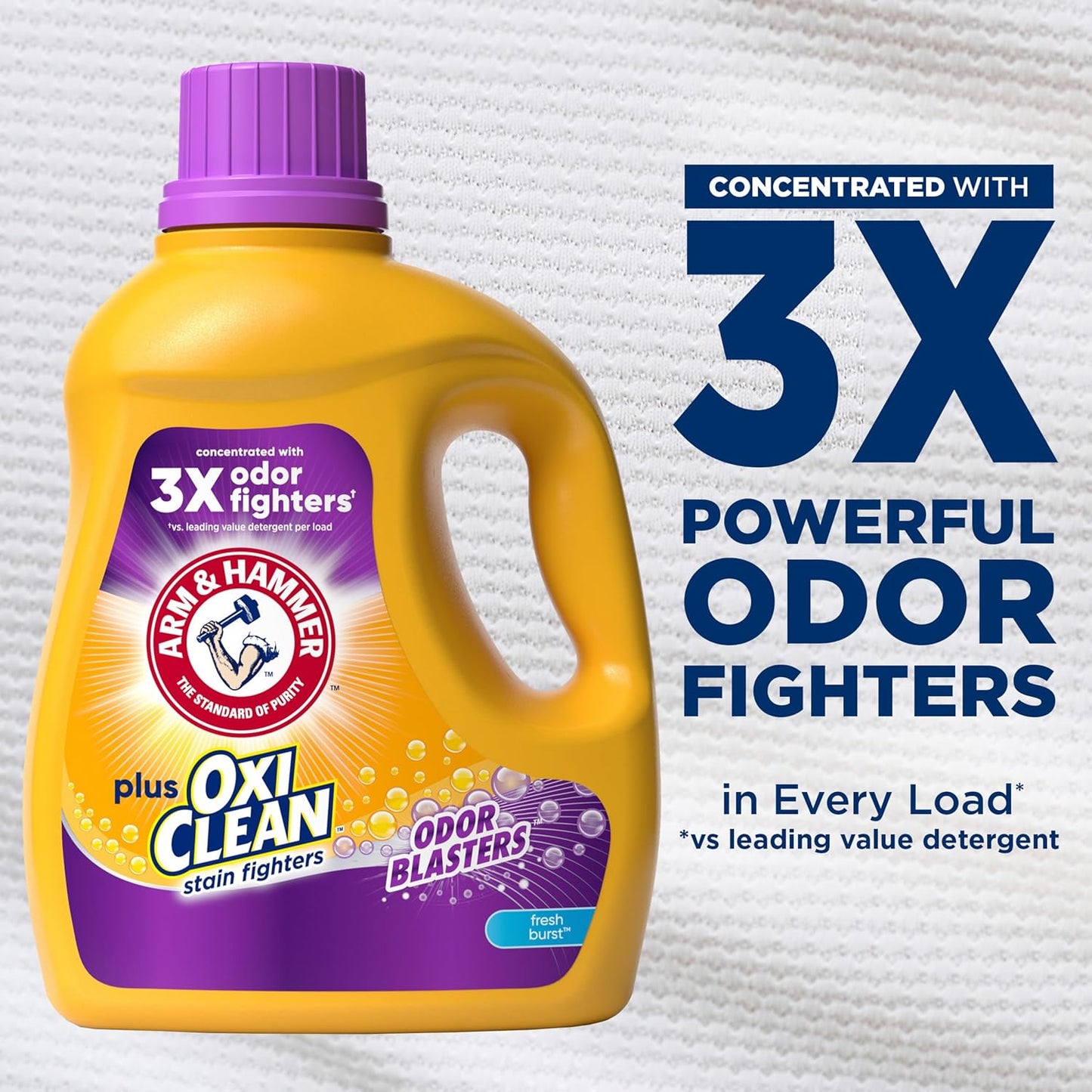 ARM & HAMMER Plus OxiClean Odor Blasters Fresh Burst, 77 Loads Liquid Laundry Detergent, 100.5 Fl oz (Pack of 2)