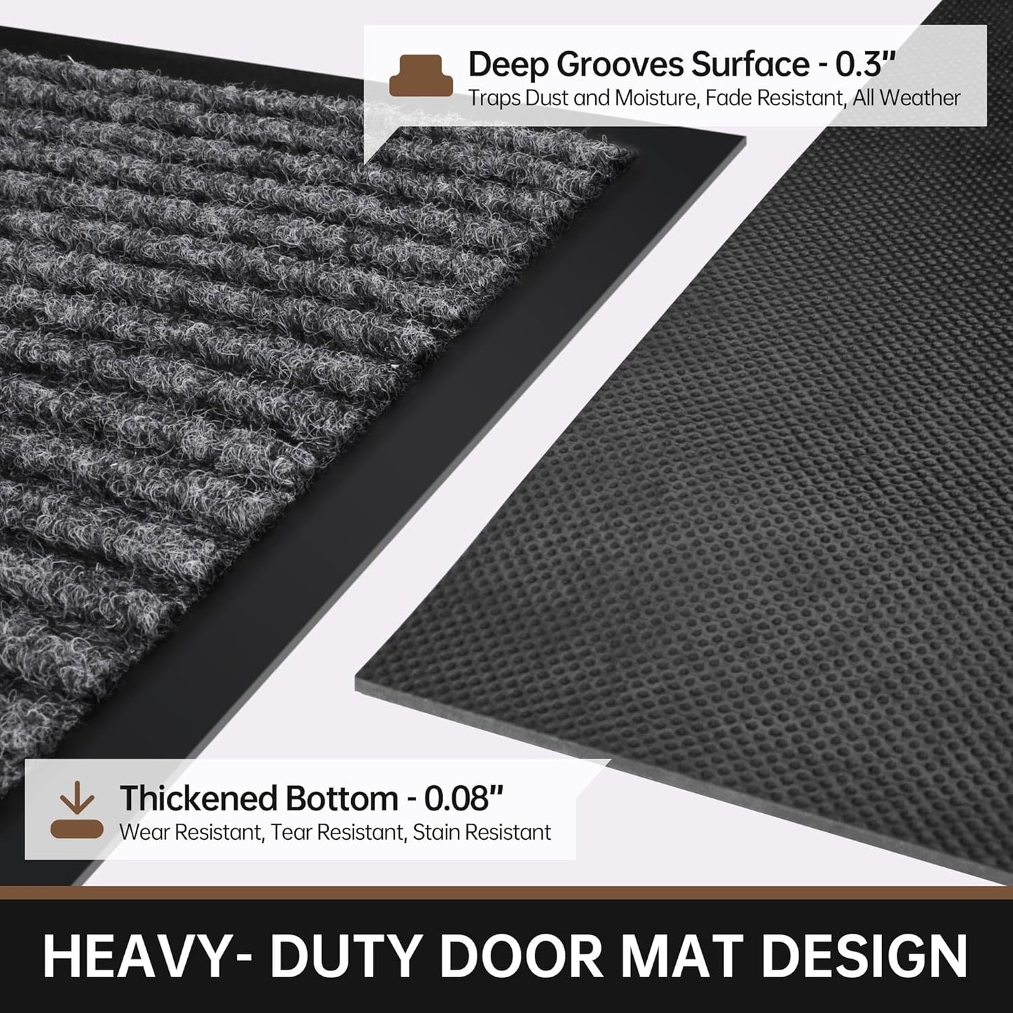 Front Door Mat, 48" x 36" Heavy Duty Indoor Outdoor Doormat, Non-Slip, Rubber Backing Low Profile, Welcome Commercial Door Mats for Entryway