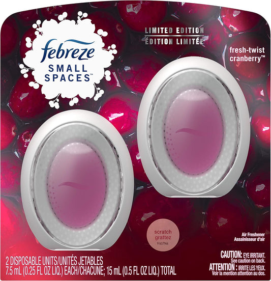 Febreze Small Spaces, Fresh - Twist Cranberry, 2 count