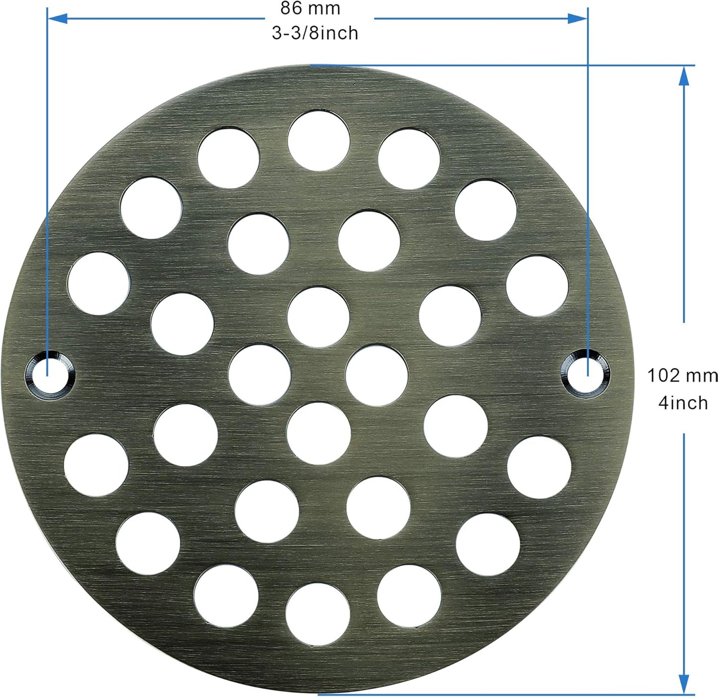 4-Inch Screw-in Shower Strainer Drain Cover Replacement Floor Strainer (Antique Brass)