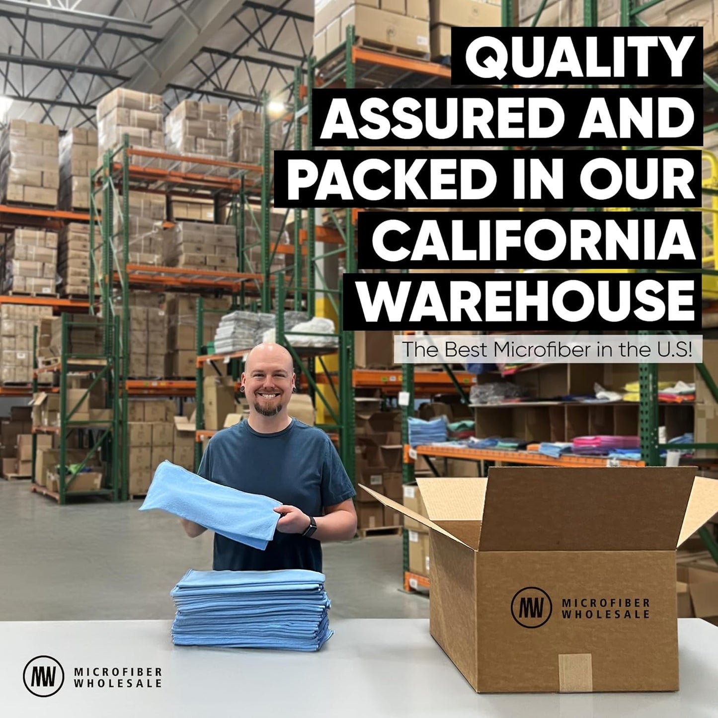 Microfiber Wholesale 16" x 16" All Purpose Towels - 50 Pack - Reusable Wash Cloths, Dust, Kitchen, Car, Shop Rags for Cleaning (Blue)