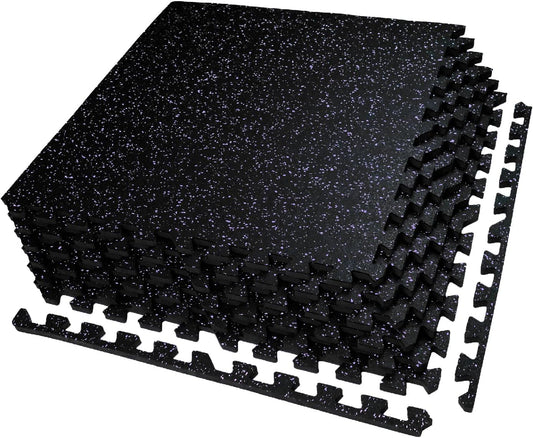 AIRHOP 0.56in Thick 24 Sq Ft Exercise Equipment Mats, 6 Tiles Upgraded Rubber Top with High Density EVA Foam, Large Interlocking Puzzle Gym Flooring for Home Gym, Heavy Weight Workout, 24 x 24in