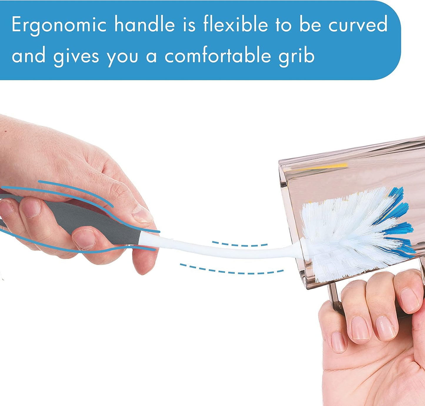 PHYEX 2 Pack Long Handle Bottle Scrubbing Brushes, Bottle Cleaner for Washing Glasswares, Wine Decanter, Hydro Flask Tumbler, Sinks, Food Jars