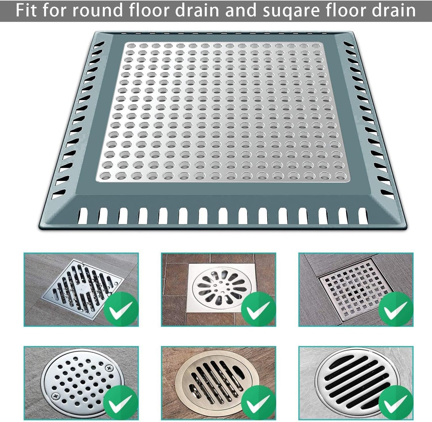 Hair Catcher/Drain Strainer/Shower Drain Cover for Bathroom Floor Drain, Stainless Steel and Silicone (Patented Product)