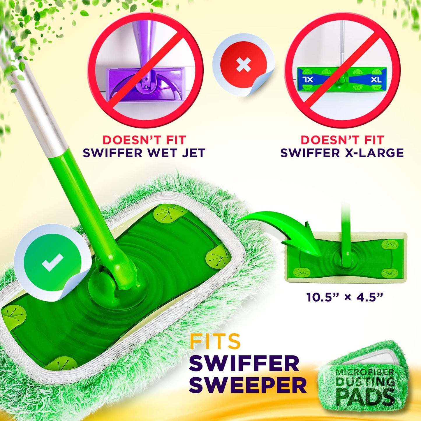 Heavy Duty Duster Refills for Swiffer Sweeper Mop (2 Pack) - Reusable Dry Sweeping Pads (Mop is Not Included)