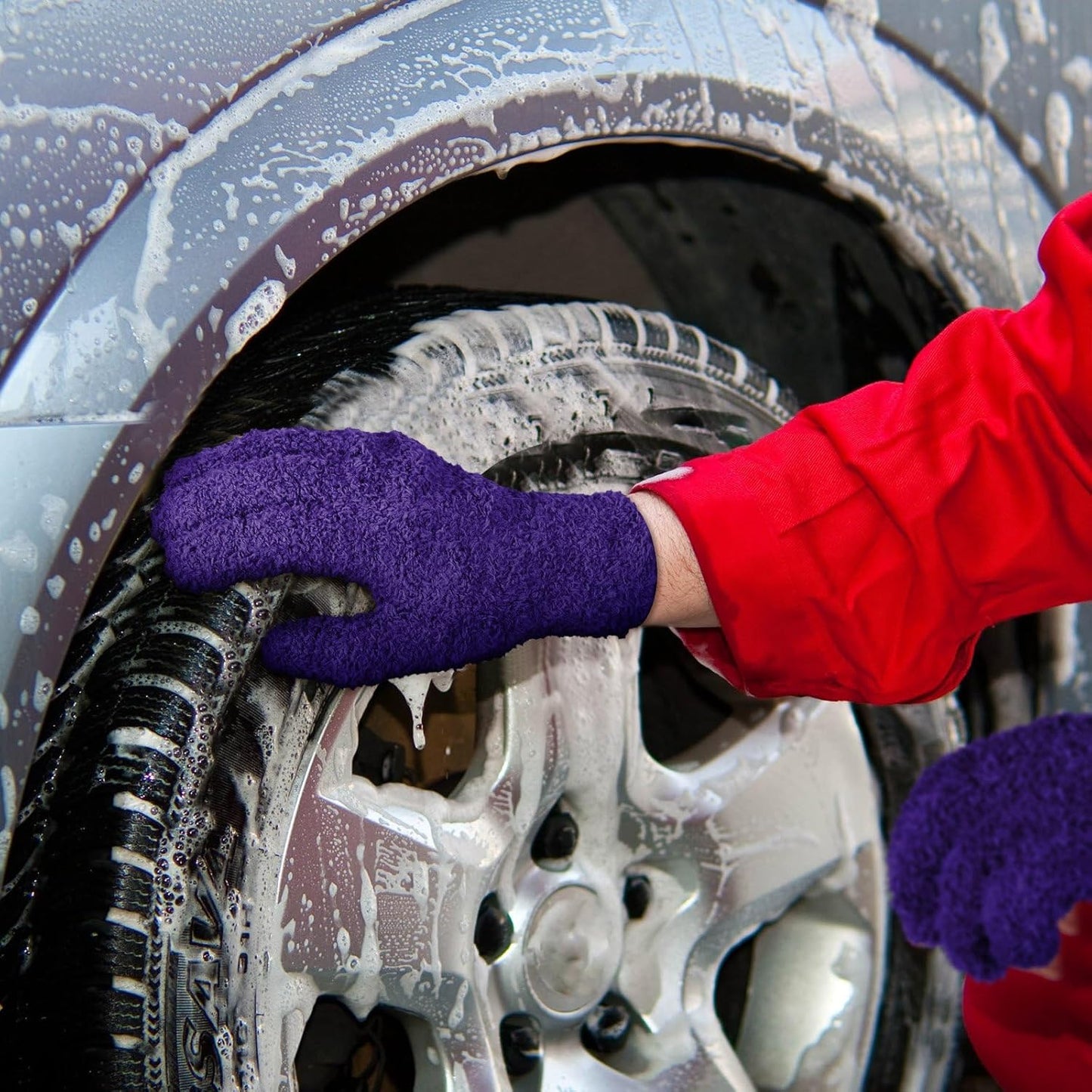 Patelai 3 Pairs Microfiber Plant Dusting Gloves Leaf Cleaning Gloves for Indoor Plants, Blinds, Furniture, House(Large,Purple, Blue, Rose Red)