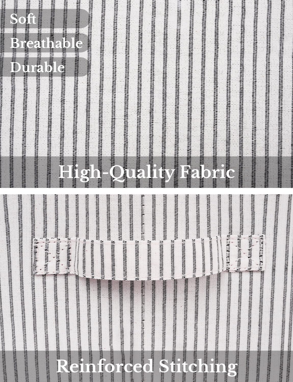 StorageWorks Closet Storage Bins, Trapezoid Organizer Box for Shelves, Fabric Clothes Bin, Foldable Organizing Baskets with Handles, Large, Khaki and Beige Stripes, 3-Pack