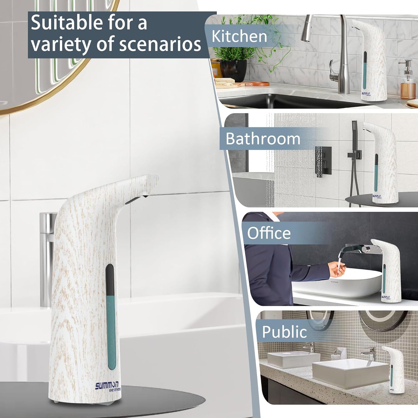 Automatic Soap Dispenser Touchless,400ML Hand & Dish Countertop Electric Liquid Dispenser with Sensor,4 Gear Adjustable Waterproof Battery Operated Kitchen Auto Soap Pump